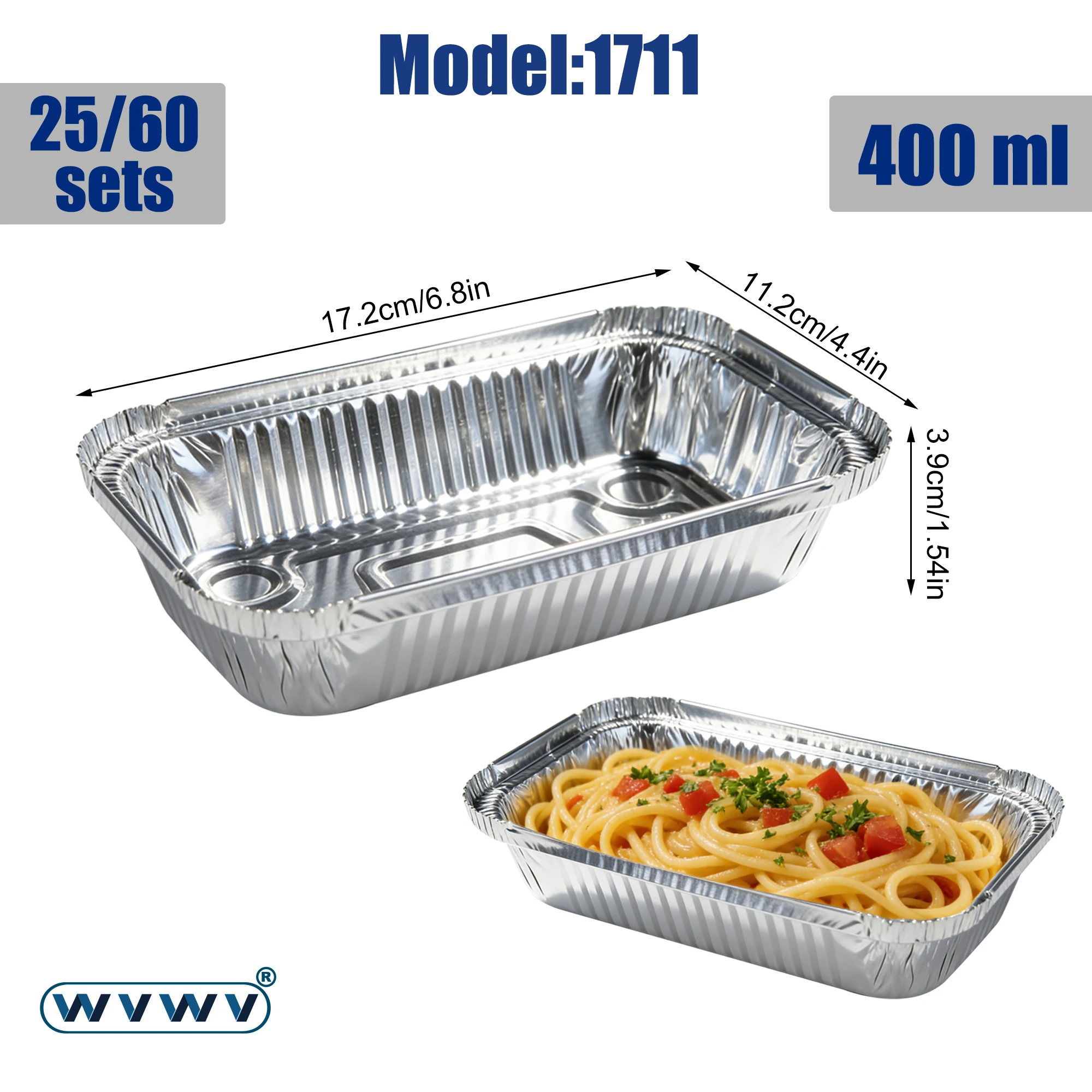 25/60Pcs (6.8inch X 4.4inch) Disposable Multi-Purpose Aluminum Foil Trays with Lids, Perfect for Baking, Ovens, Air Fryers, Cake Molds, Catering and Food Preparation, Stackable, Essential Picnic Containers, Party Disposable Tableware