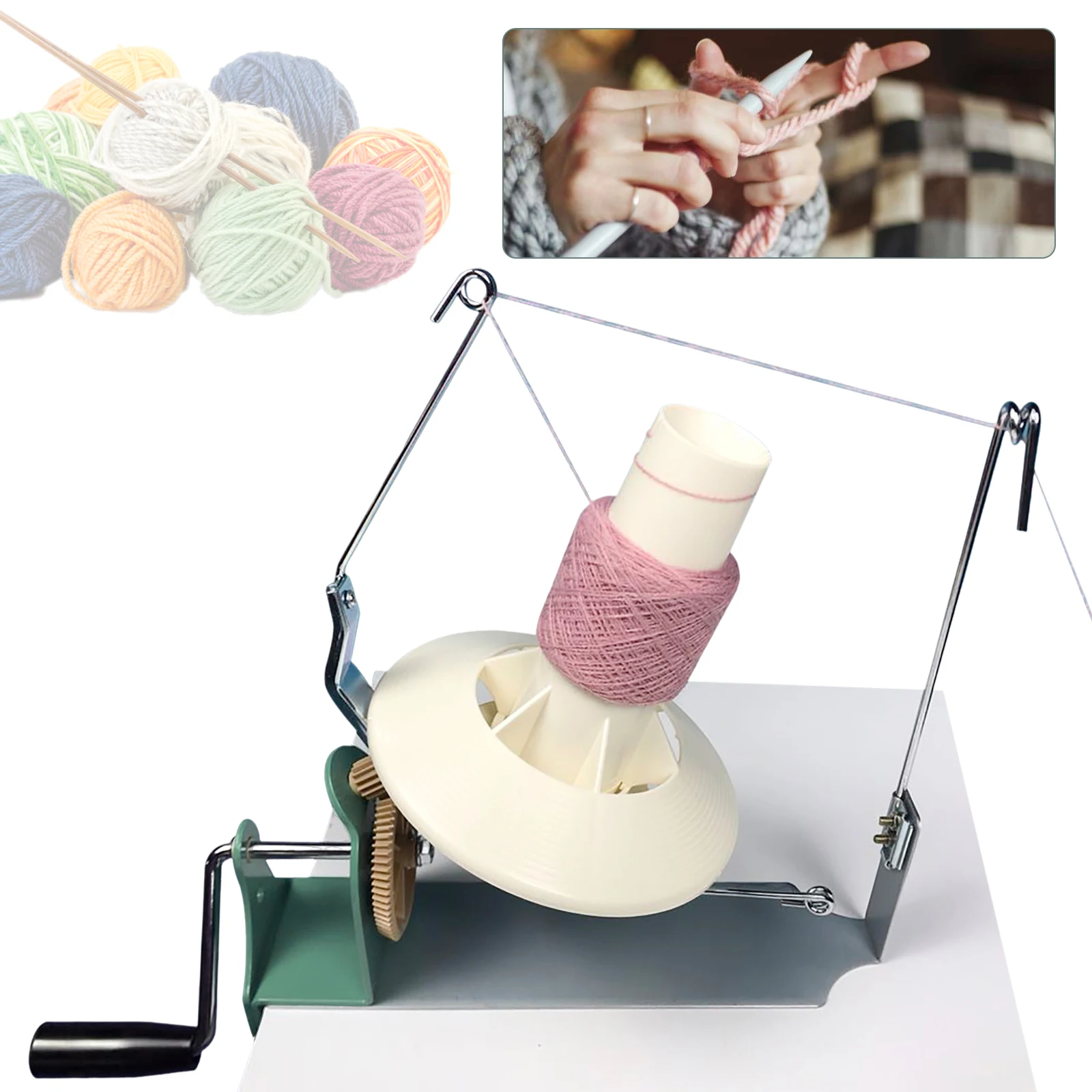 500g Yarn Fiber Wool Ball Winder Large Jumbo Yarn Spinner Hand Operated Nylon Gear Needlecraft Tool for Crocheting & Knitting