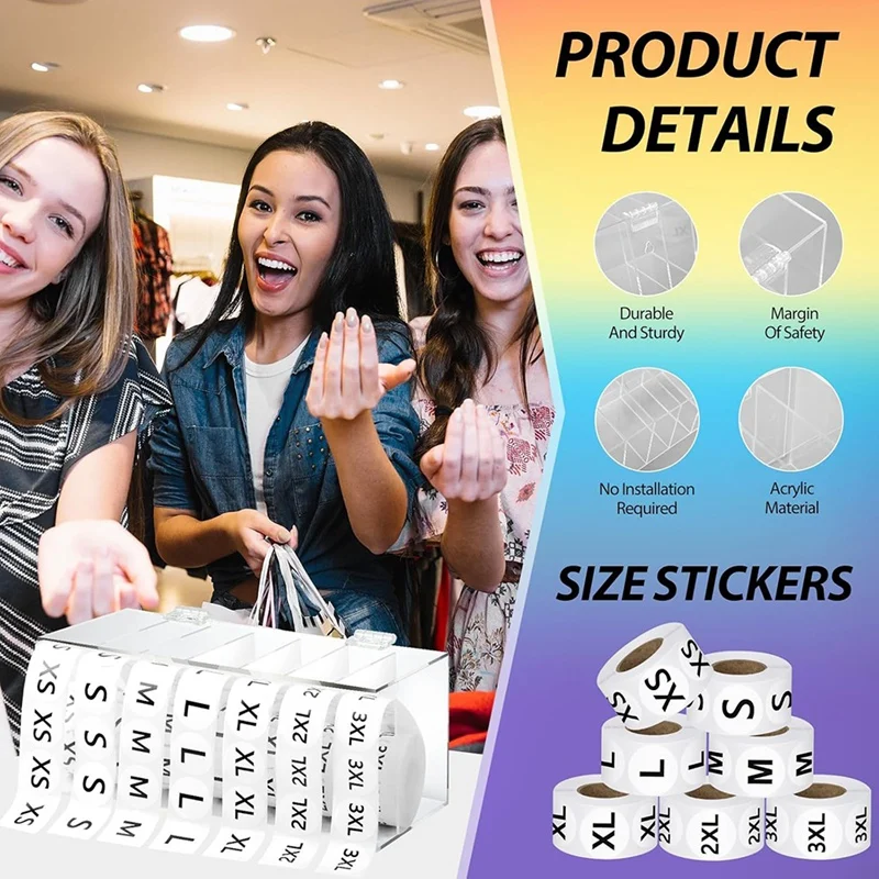 Super Sale 3500 Pieces Clothing Size Stickers with Acrylic Sticker Roll