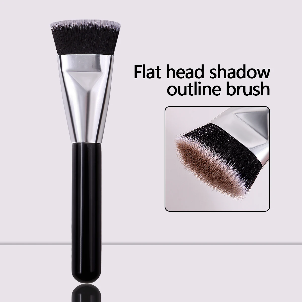 Einzelner Flachkopf-Foundation-Pinsel mit Silberrohr, Kontur- und Reparaturpinsel, Multifunktionaler Weicher Tragbarer Make-up-Pinsel – Detail 1