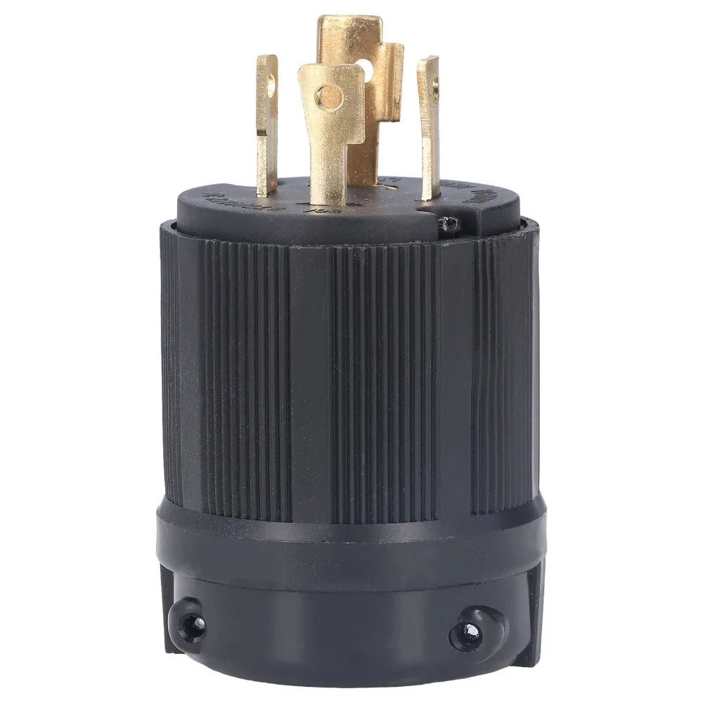 

L19-30P Запирающая вилка 30A 277-480V 4-луночный разъем генератора Черный адаптер широкого применения Промышленные приложения