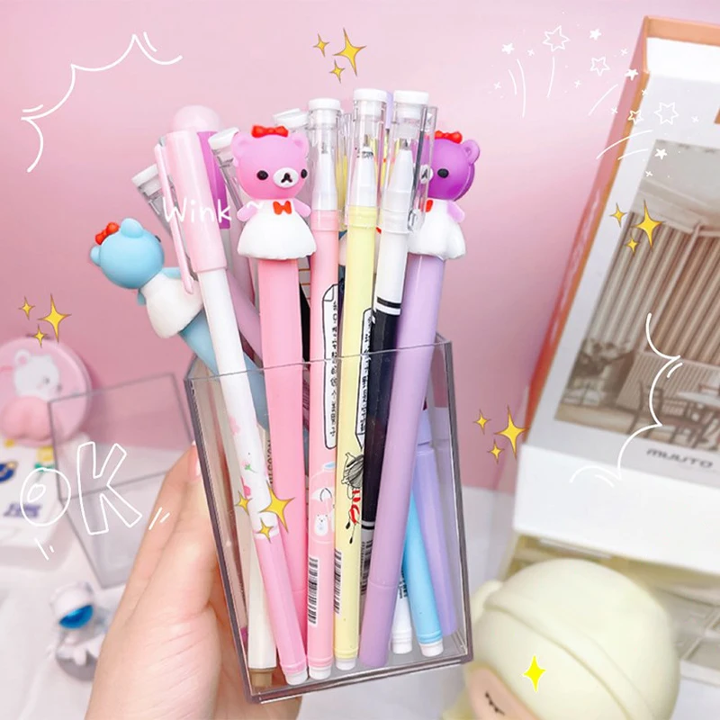 Plastic Pen Pencil Holder Clear Makeup Brush Holder Cup Storage Office Desktop Desk Table Stationery Organizer