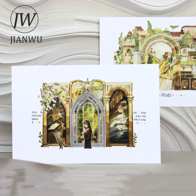 JIANWU 70mm*10m Vintage Character Angel Window Landscape Material Collage Scrapbooking PET Tape Creative DIY Journal Stationery