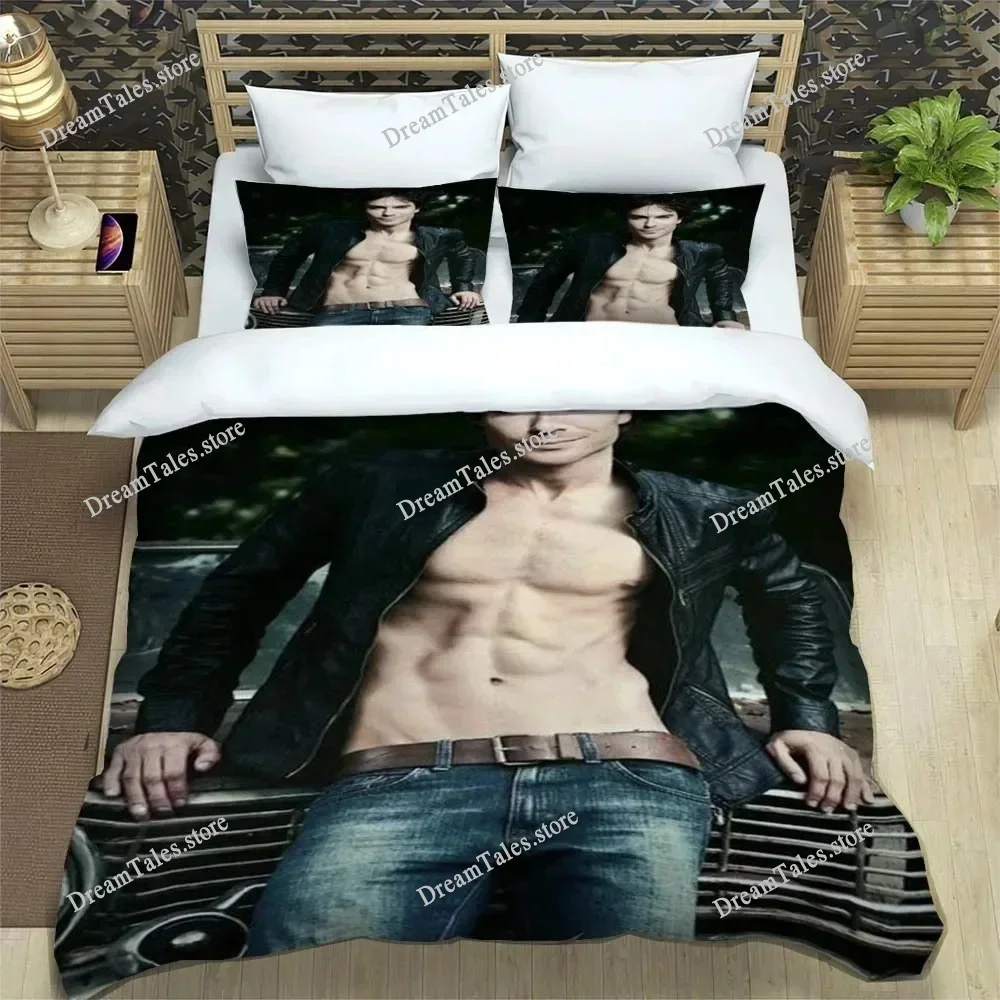 

Damon Salvatore Bed Duvet Cover, HorrorVampire Fan Item Bedding Sets Children Soft Microfibre Quilt Cover for Adults Luxury Gift