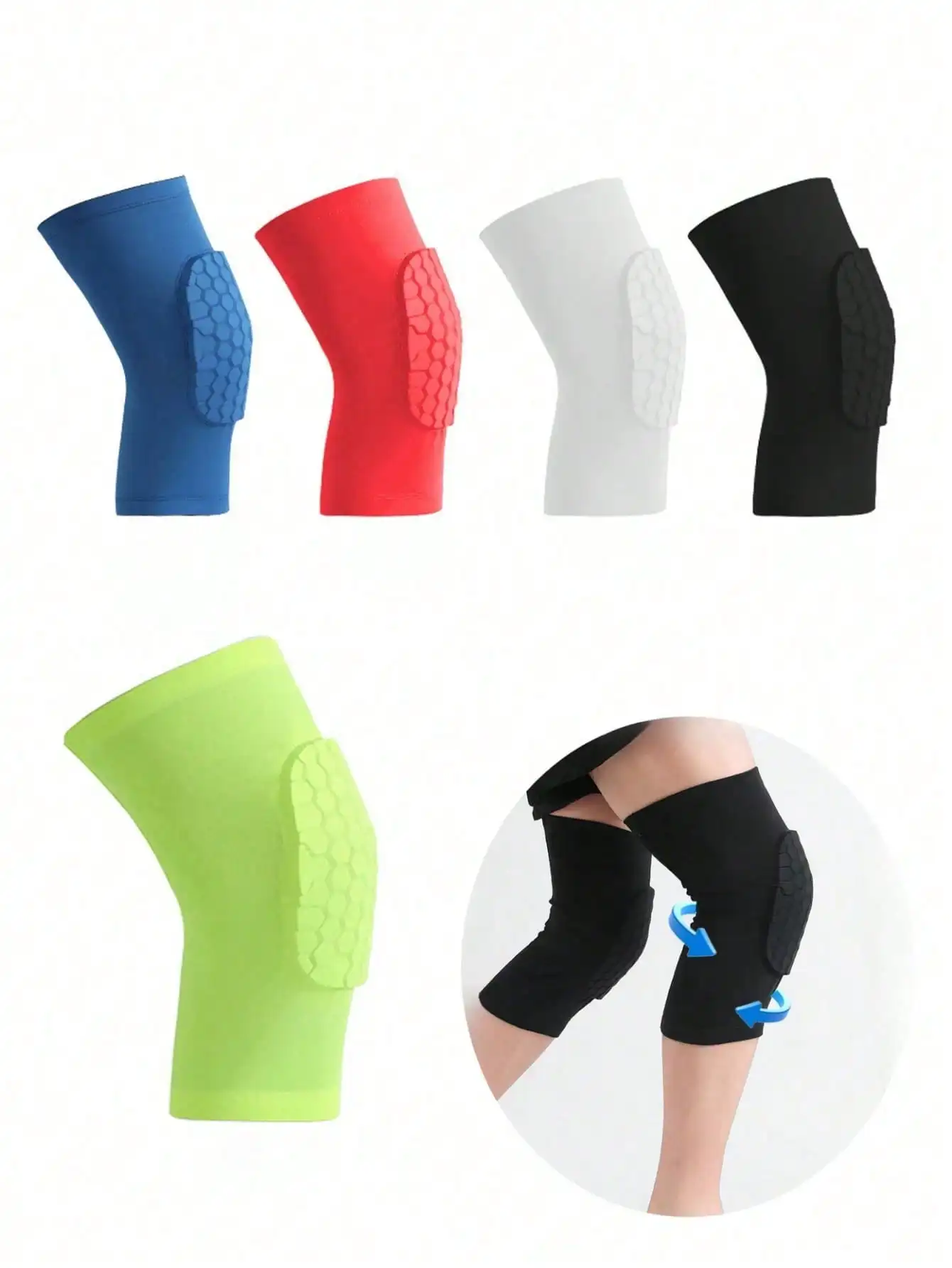 Rodilleras deportivas cortas de nido de abeja, accesorios elásticos y transpirables para fitness, para danza, ballet, danza callejera, voleibol, yoga y más