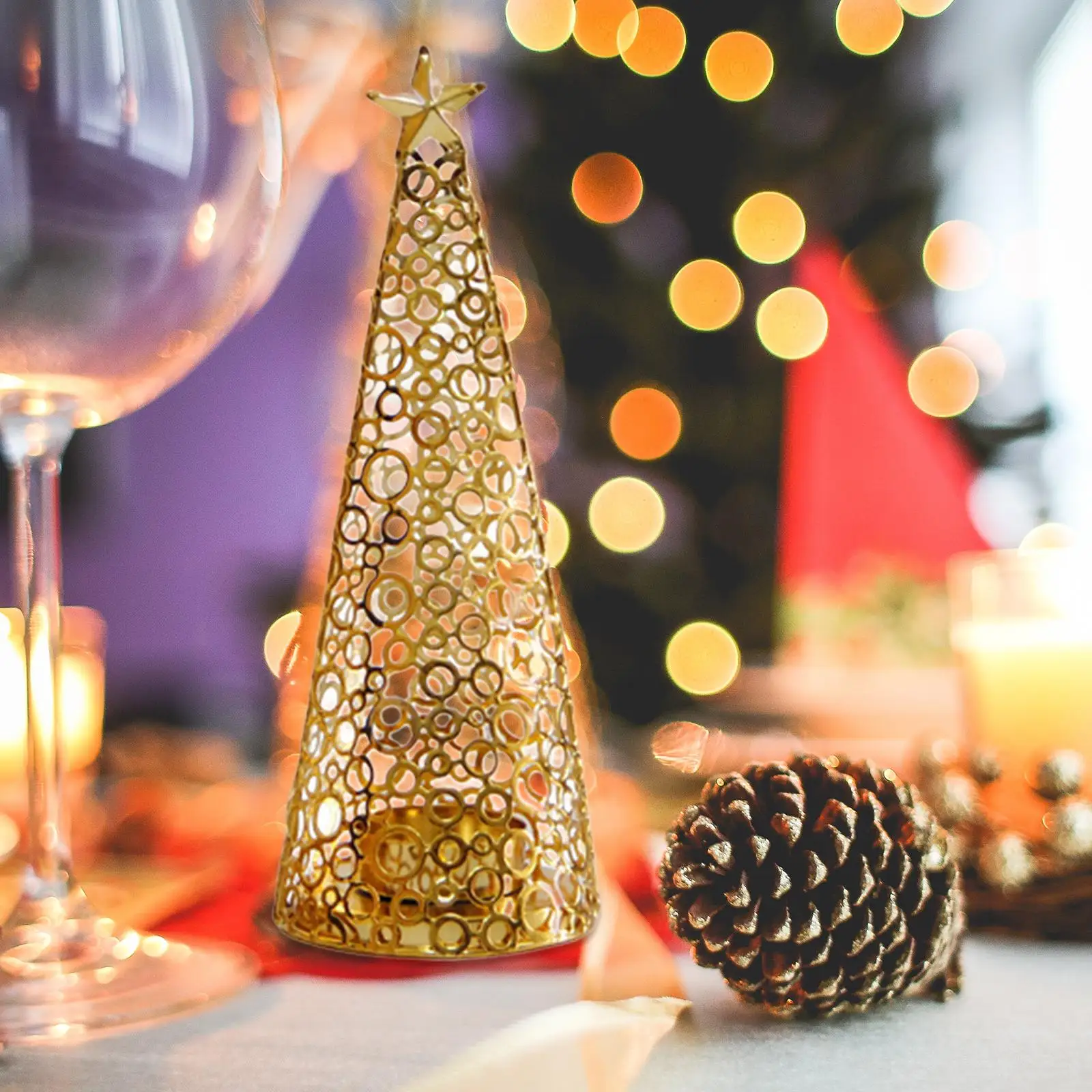 الحديد عيد الميلاد Tealight شمعة حامل الجدول الديكور لسطح المكتب المنزل