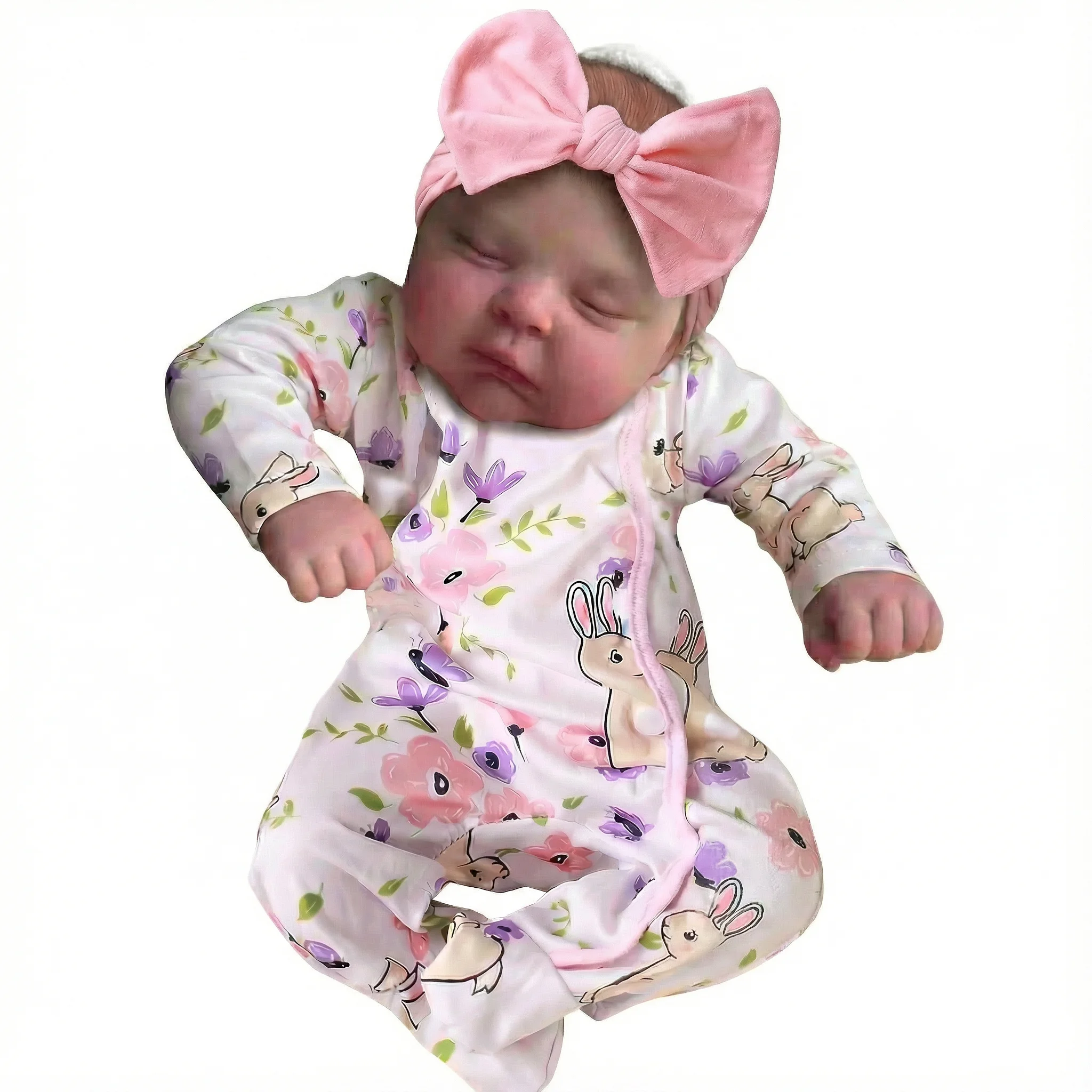 NPK 20インチ新生児ベビーソフトタッチリボーンドールピーチ3Dスキン多層塗装可視血管ソフトボディベビードール