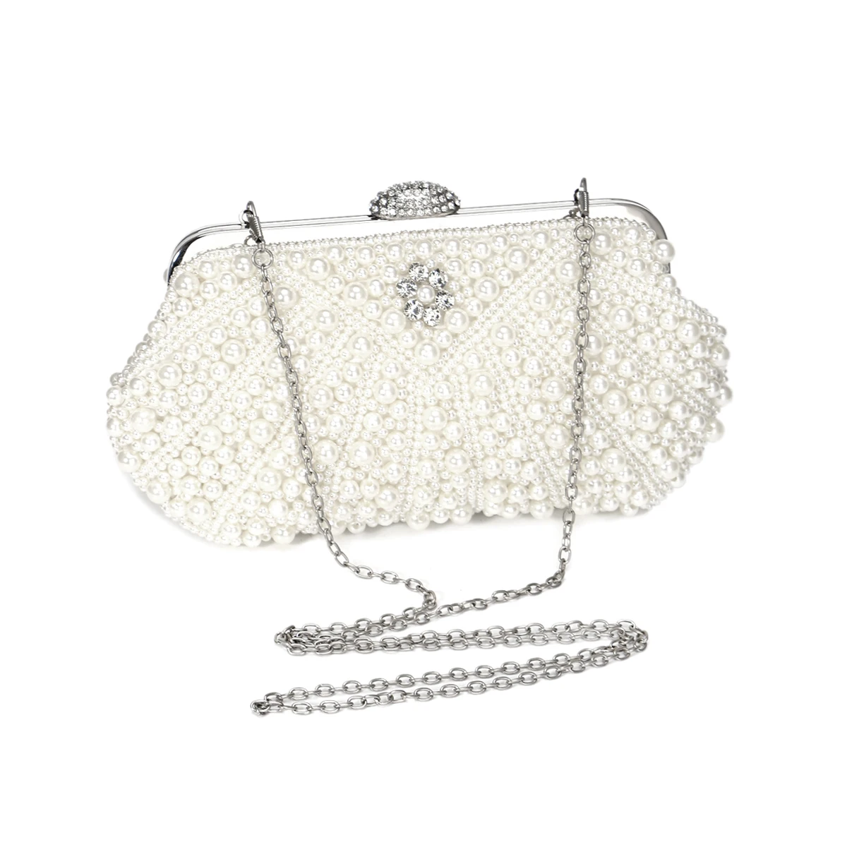 

Pearl Women Day Clutch Diamonds Metal Luxury Chain Shoulder Evening Bags Beaded Banquet Holder Purse