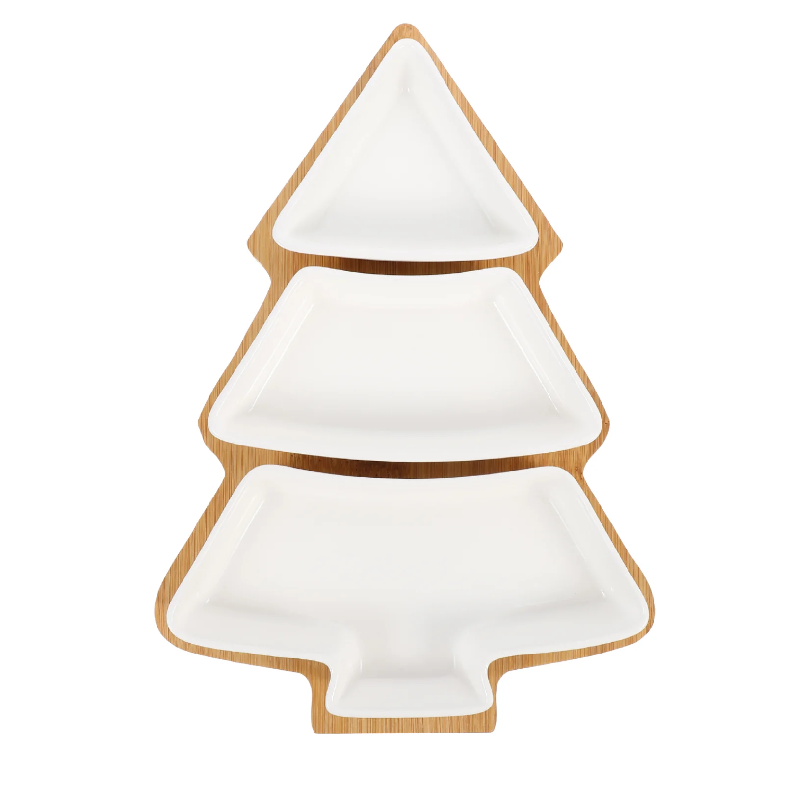 

Christmas Tree Dinner Plate White Serving Platters Dessert Appetizer Tray Bamboo Man Table Top