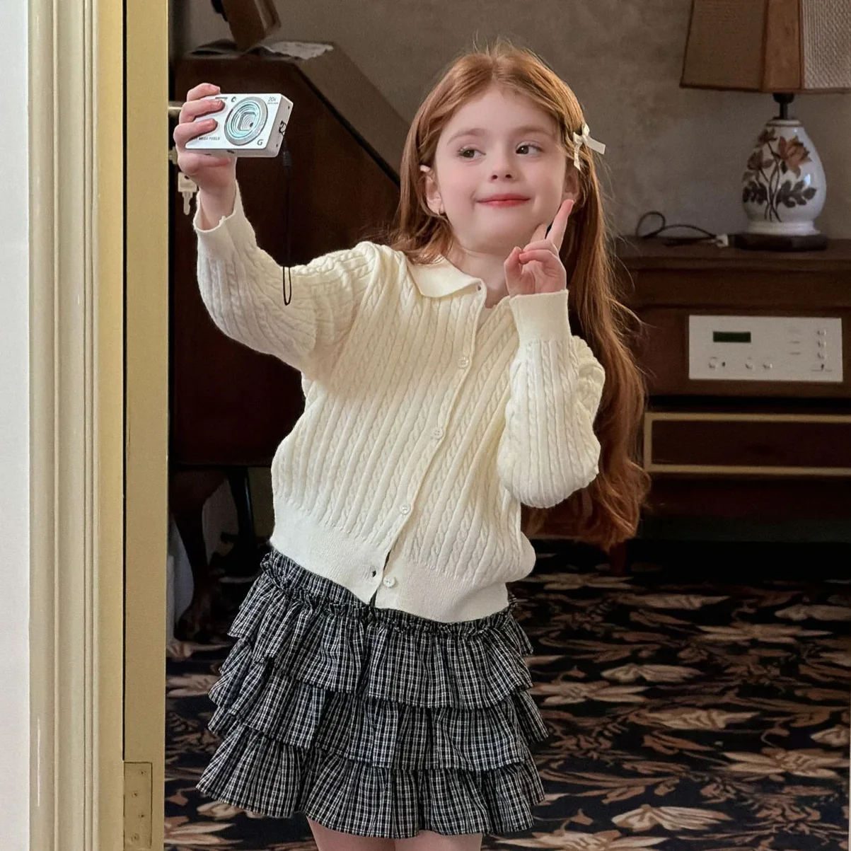 

Children Clothes Girls Spring Classic Retro Knitted Cardigan Spring Sweater Coat Girls Solid Color Casual Versatile Sweater