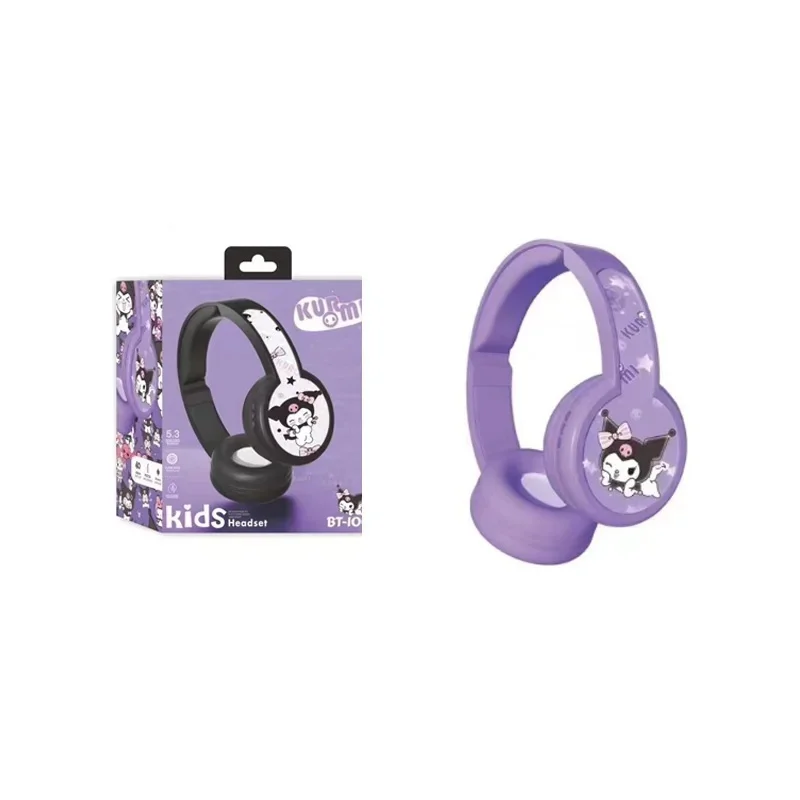 New Anime Sanrio Head Worn Kuromi Bluetooth Earphones with Dual Stereo Foldable Portable Earphones As A Gift for Girls