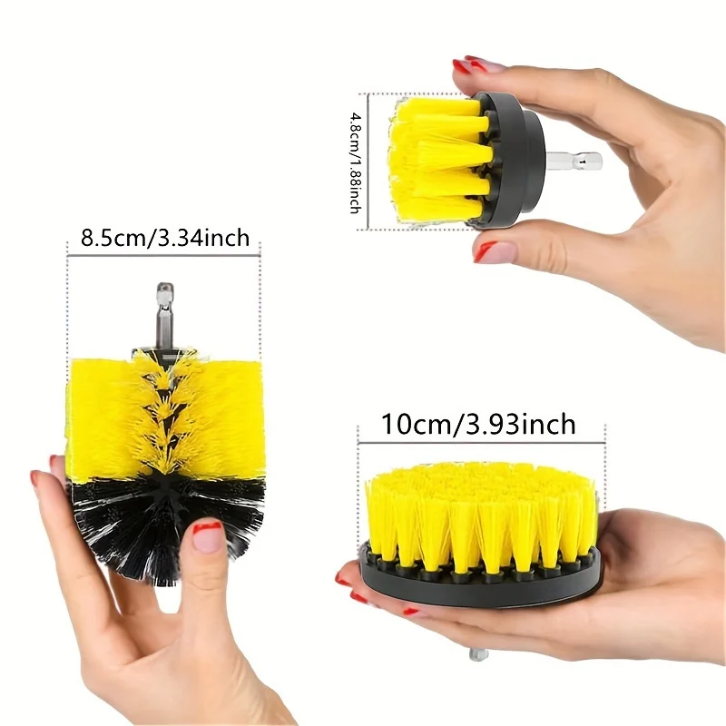 3pcs Electric Drill-Brush Kit for Effortless Cleaning of Carpets, Bathroom, Surfaces, Tubs, Furniture, Showers, Tiles, and Tires