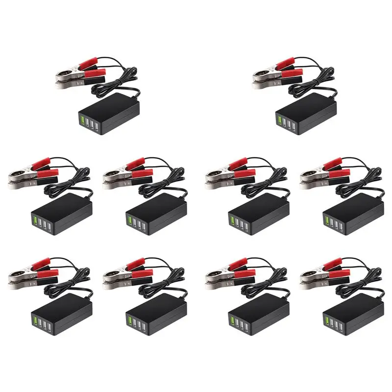 

【Electronic-Accessories】10X Portable DC With Battery Clip, 12V/24V To 5V 4-Port USB Multiport Adapter Other Smart Phone