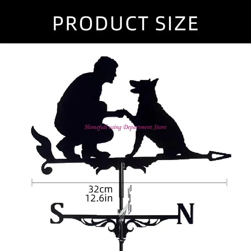  Metal Weather Vane Ornaments Suitable for Gardens Roofs Man and Dog Designs Iron Construction Wind Direction Indicators view 6