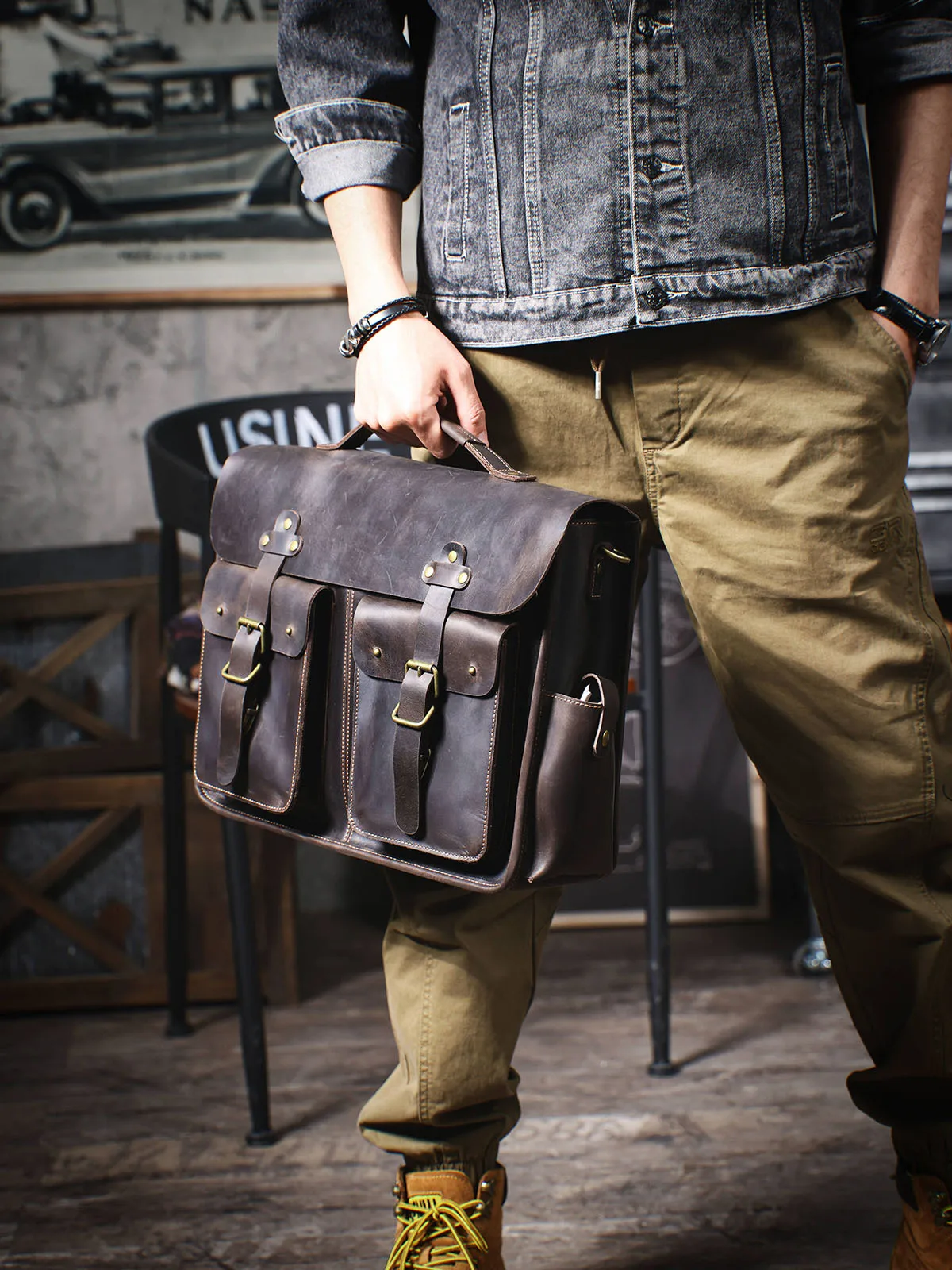 PNDME vintage ธุรกิจ Crazy Horse cowhide ผู้ชายกระเป๋าเอกสารความจุขนาดใหญ่ Designer handmade หรูหรากระเป๋าถือแล็ปท็อปหนังแท้