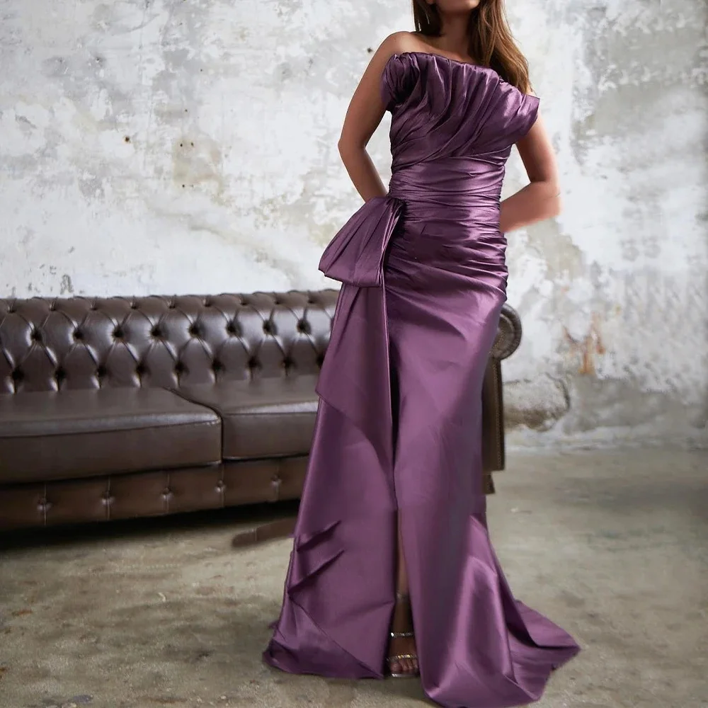 Muloong Strapless Sweep Train Women Elegant And Pretty Luxury Prom Dress