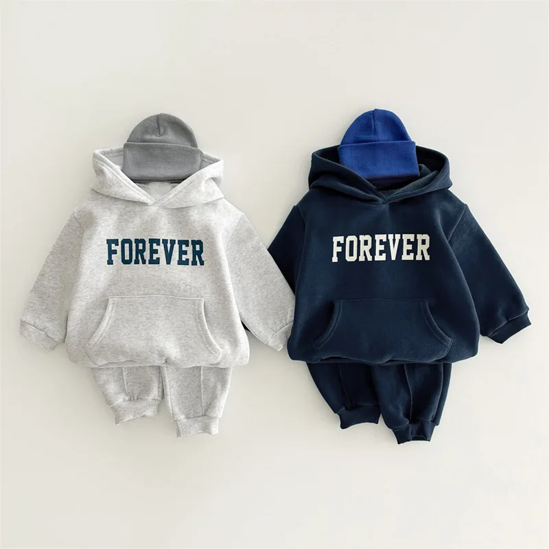 Family Matching Winter Thicken Hooded Hoodie Children Set Father Son Mother Daughter Long-sleeved Sweater Family Party Clothes