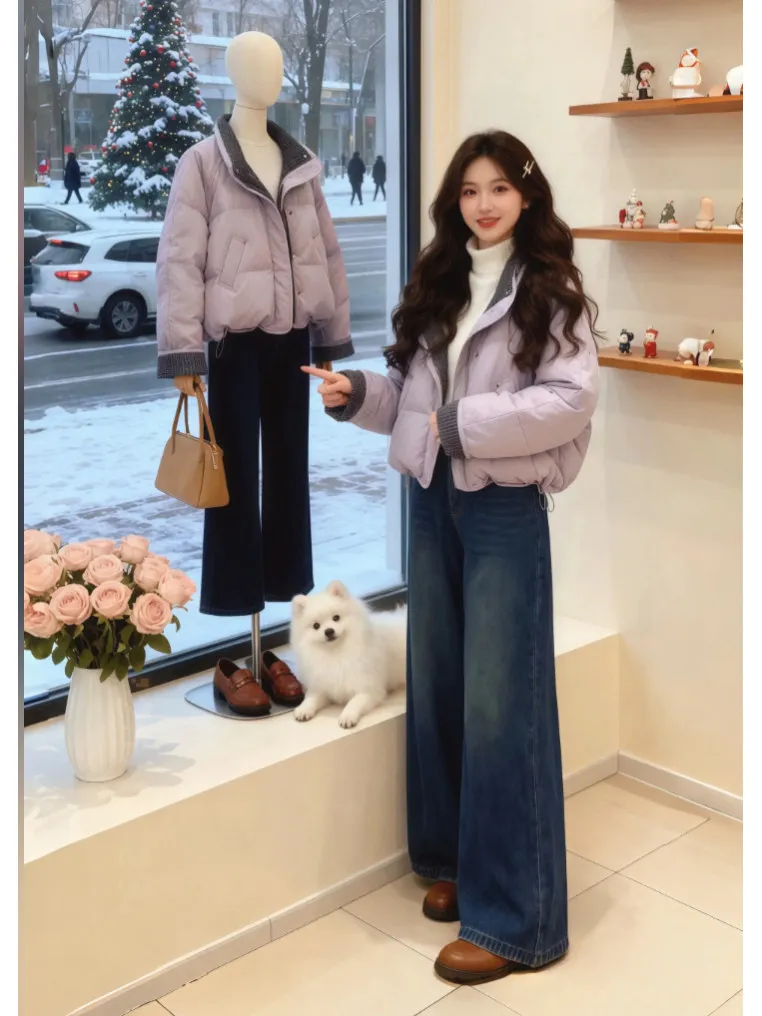 

Winter New Sle Women's Quilted Cotton Jaet Stand Collar Puffy Coat Warm Casual Faion Bread Sle Clothing ort Length