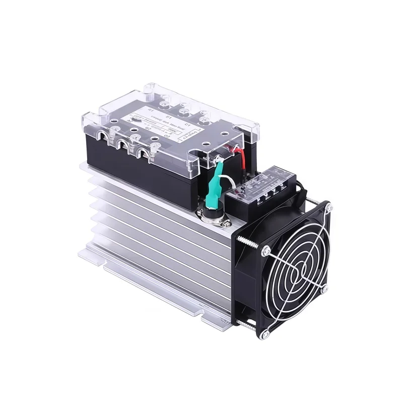 JGX-33100A 3-Phase Solid State Relay 480V 100A DC Control AC SSR with Fan And Radiator for Switching Three Phase AC-DC Circuits