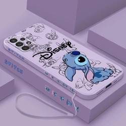 Lilo & Stitch Disney funda de teléfono con cuerda izquierda líquida para Samsung A72, A54, A53, A52, A42, A34, A32, A25, A24, A23, A22, A15, A14, A13, A12