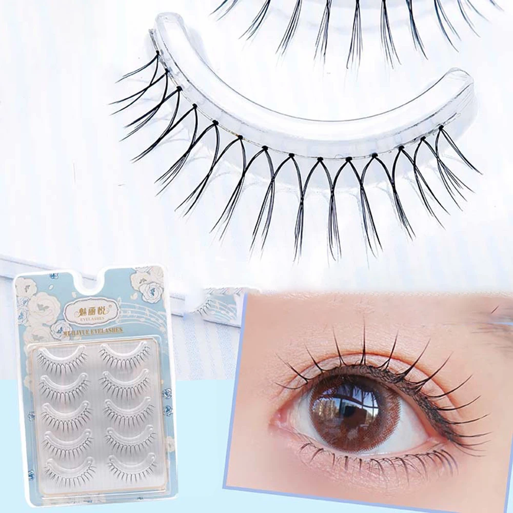 Zhang Yuanying False Eyelashes Korean U-shaped False Eyelashes Natural Wispy Soft V Shaped Lash Extension Comic Eye Clear Band