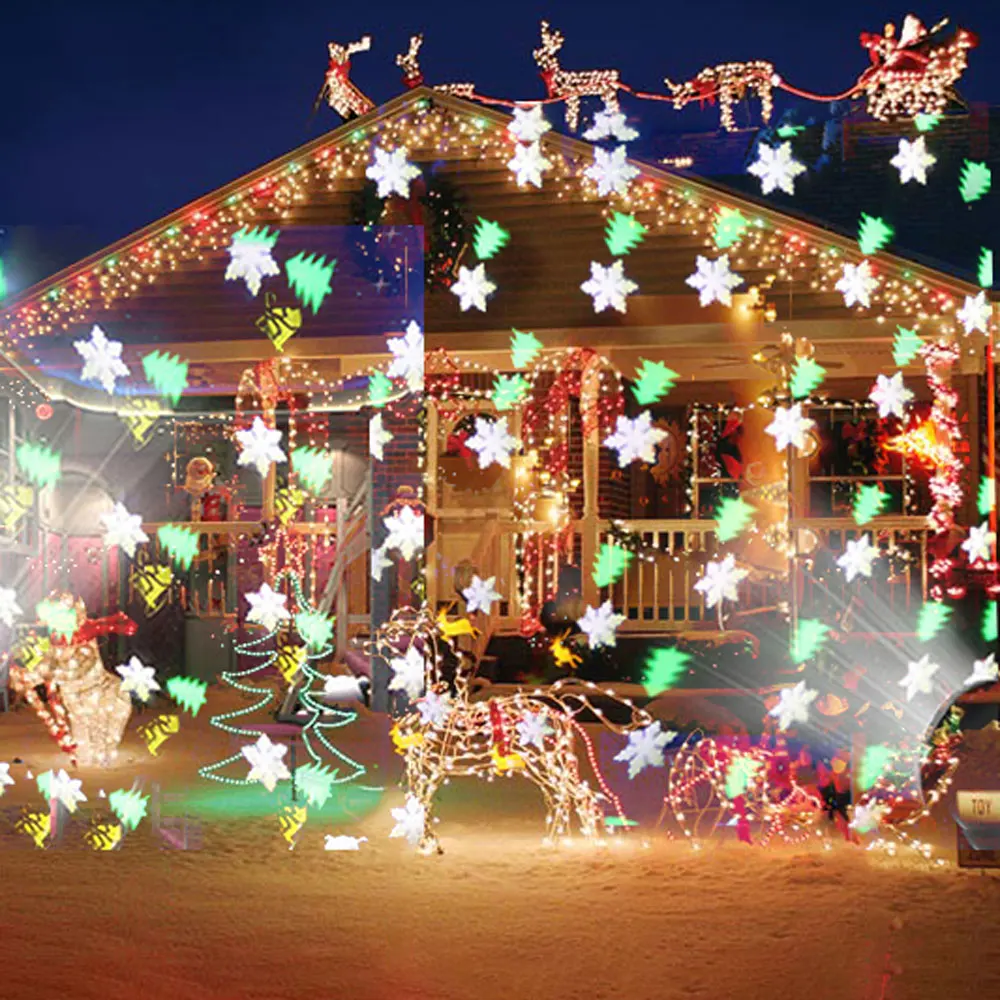 Luces LED de Navidad para decoración al aire libre, proyector de ventana de luz de hadas para Año Nuevo, Navidad, Halloween, casa, calle, jardín,