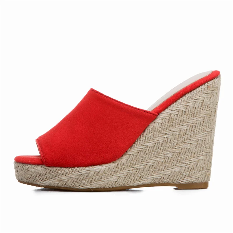 

Thick Bottom Platform Women Slippers Wedges Heels Mules Shoes Summer Sandals Open Toe High-heeled Wedge Shoes Ladies Large Size
