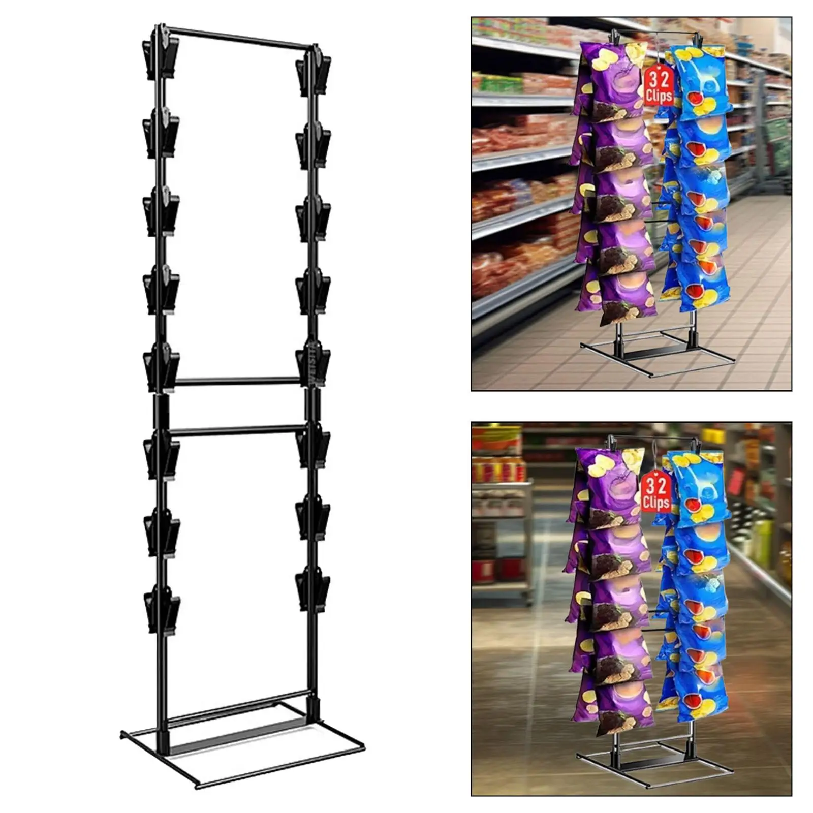رقاقة رف عرض موقف عملي مريح 2 صف 32 مقاطع سوبر ماركت وجبة خفيفة رف حقيبة الوجبات الخفيفة حامل لمتجر المجوهرات المنزلية