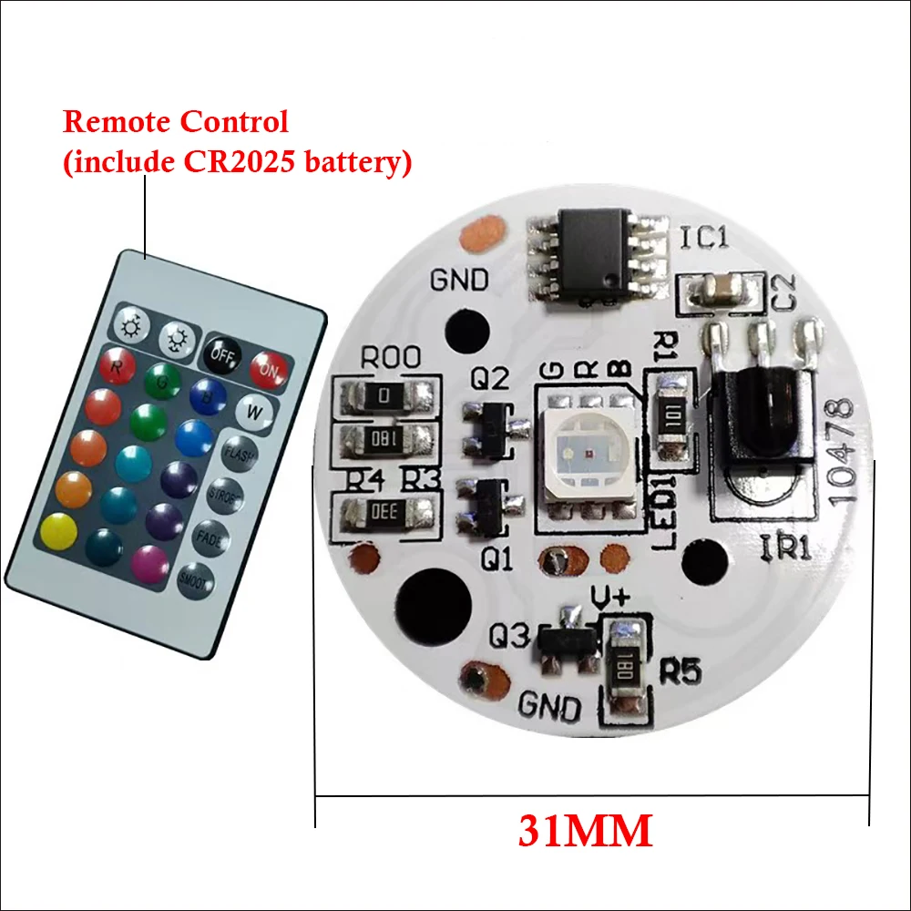 DC3.7V Input Light Source RGB LED Light Panel 31MM Dimming By Controller +Remote Control Touch Switch And Charging Port Type-c.