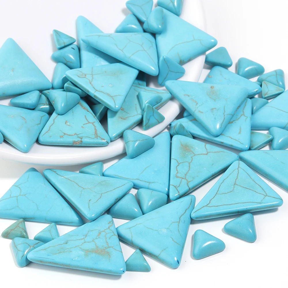 10Pcs/Lot Natural Stone Triangle Cabochon Blue Turquoise Spacer Cabochon For DIY Crafts Ornament Handmade Making Accessories