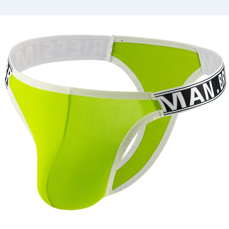 Men's Bulge Thong Low Rise U Convex Pouch Underwear Gay Sexy Fashion Letter Waistband Underpants Comfortable Breathable G-string