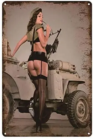 Vintage Metal Tin Sign Pin Up Girl Sexy Women Black Stockings Man Cave for Home Bar Pub Kitchen Garage Restaurant Wall Deocr