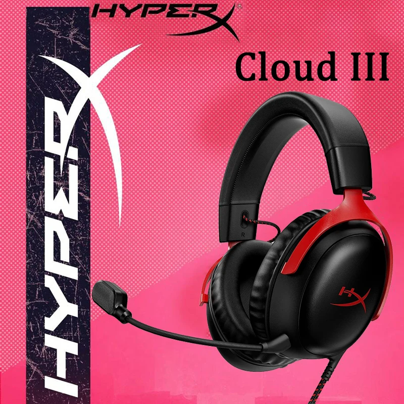 HyperX Cloud 3 III 유선 게이밍 헤드셋, DTS 사운드 마이크, 지지대 HyperX 소프트웨어, PC PS Xbox 스위치용 USB 게이밍 헤드폰 