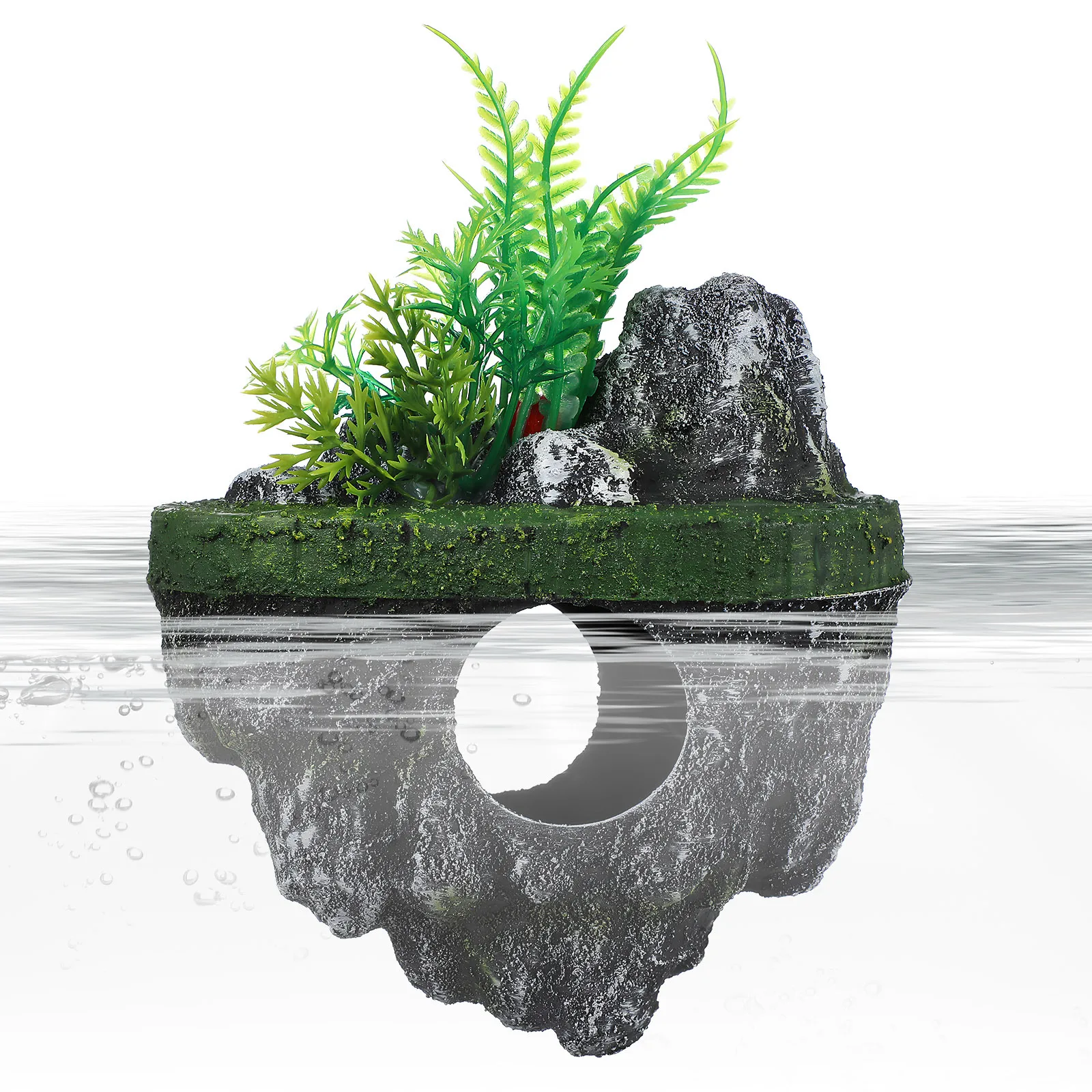 

Aquarium Floating Stone Decor Realistic Artificial Rock for Fish Tank Pond Basking Spot Tunnel Hideaway Environment Enhancement