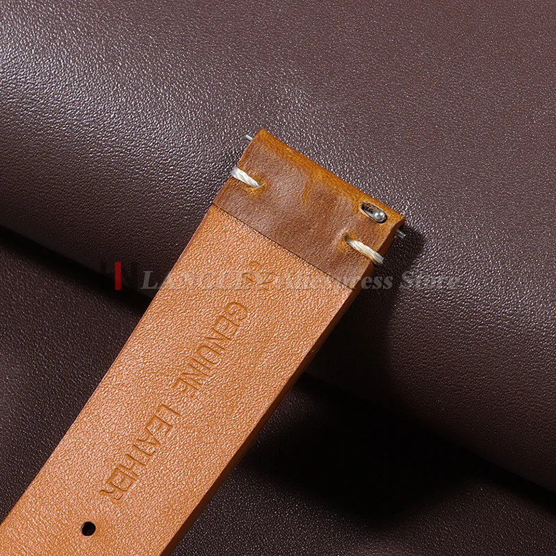 18mm 20mm 22mm 19mm 21mm 24mm Vintage Ölwachs-Lederarmband Universelles Genähtes Rindslederarmband für Seiko für Omega Uhrenarmband – Detail 6