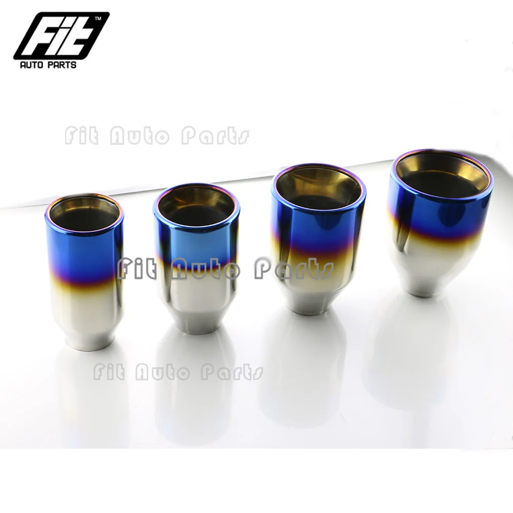 1 PCS Auto Car Stainless Steel Exhaust End Pipe 51/63mm Straight Blue Muffler Tail Pipe