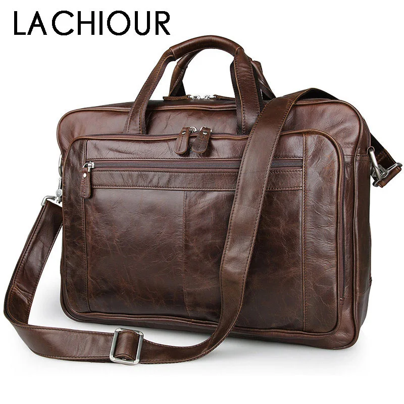 

LACHIOUR Genuine Leather Men Bag Vintage Totes Handbags Brand Fashion Male Messenger Bags Briefcase Men's Travel Shoulder