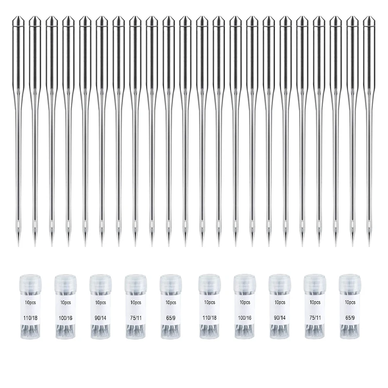 100PCS Sewing Machine Needles Regular Point Needle For Singer Brother, Assorted Size 65/9, 75/11, 90/14, 100/16, 110/18-FUNN