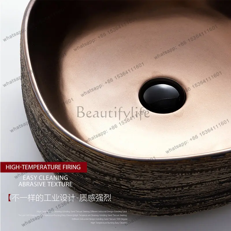 Square Hotel Famous Hotel Retro Handwash Single Basin Ceramic Art Washbasin