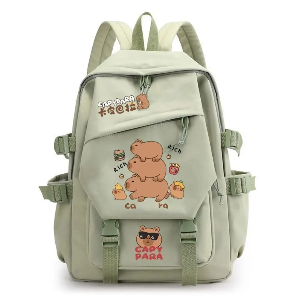 Creative Large Capacity Capybara Backpack Multi-layer Stain-resistant School Backpack Multipurpose Nylon Students Schoolbag