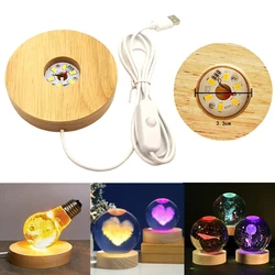 Resin Art Display Round Wood Colorful LED Light Wooden Night Lamp Base Stand for DIY Epoxy Resin Mold Display Base Home Decor