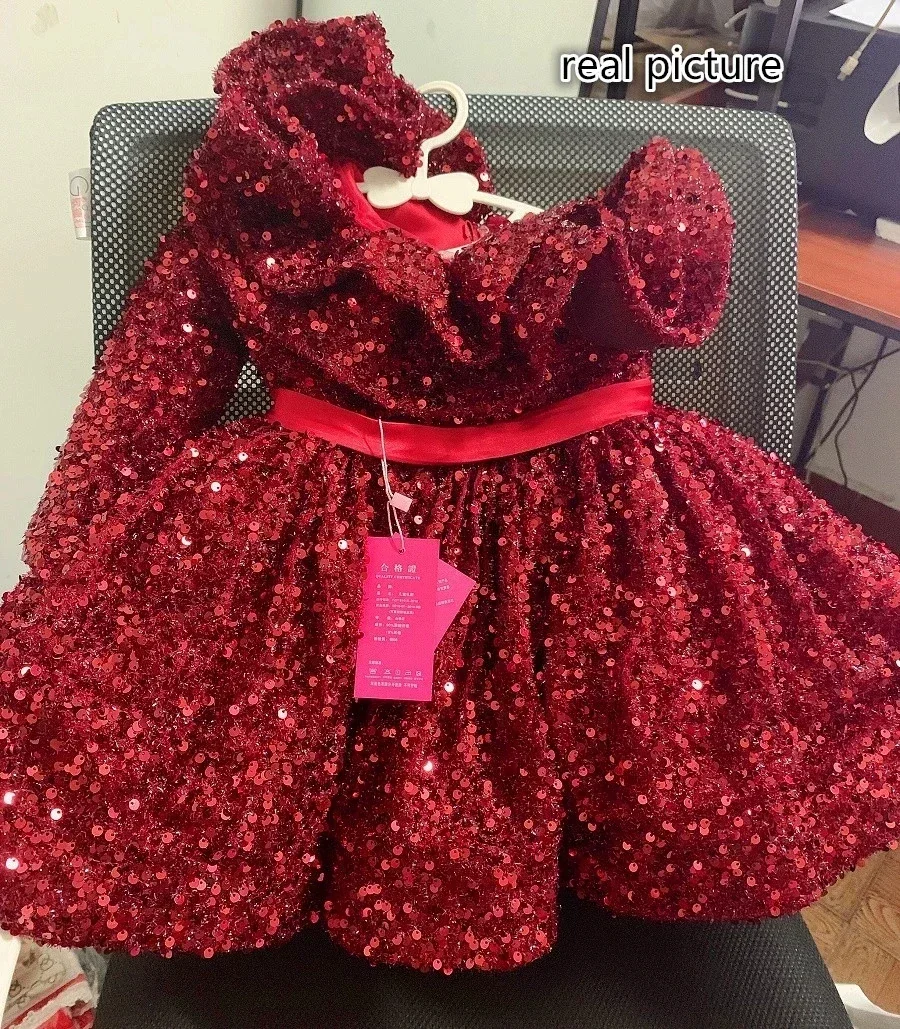 Europa Amerika kinderen Jurk nieuwjaar Prinses baljurk Pailletten kralen Baby Jurk verjaardagsfeestje Boutique meisje Jurk