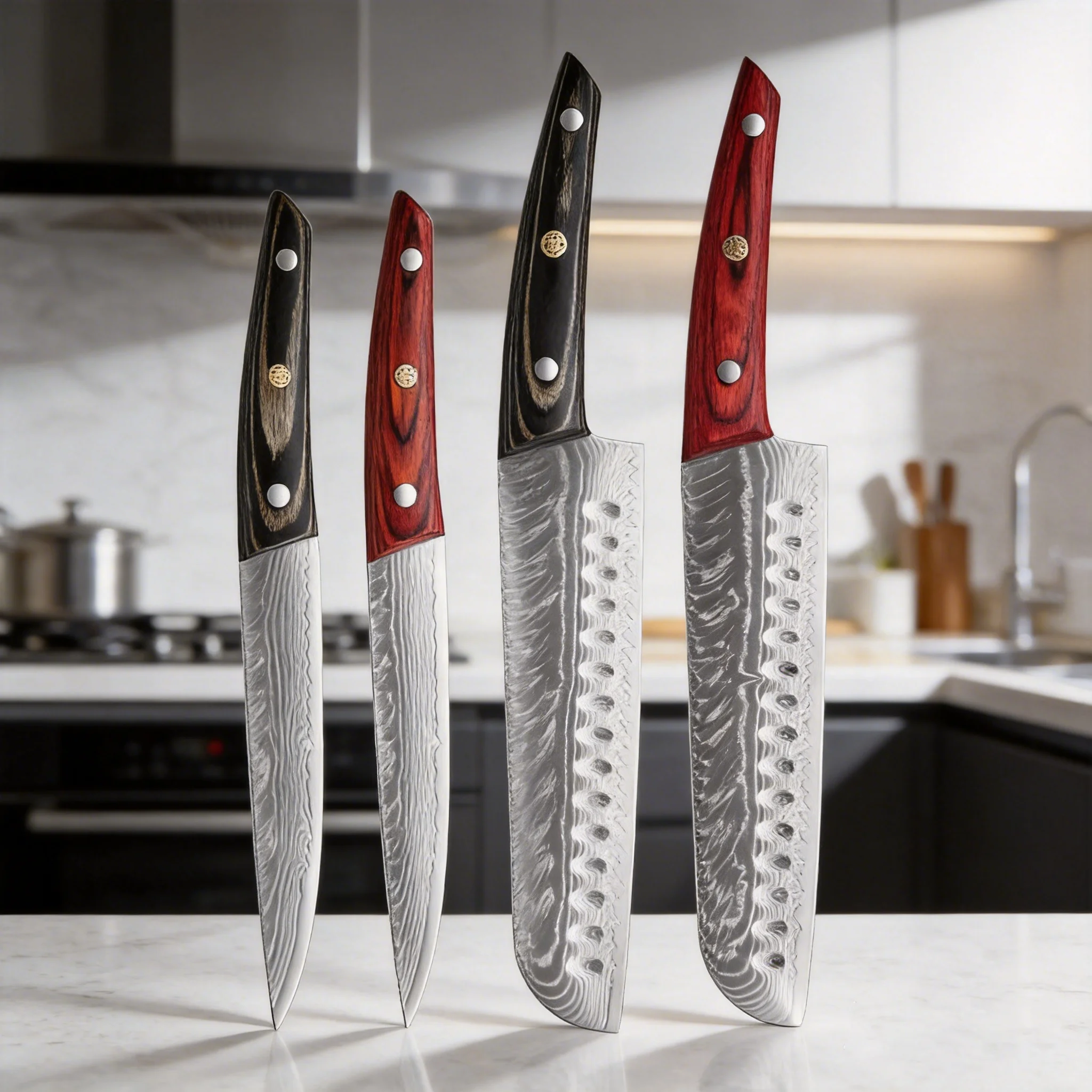 High Tech Kitchen Accessories - Professional Damascus kitchen knife with laser