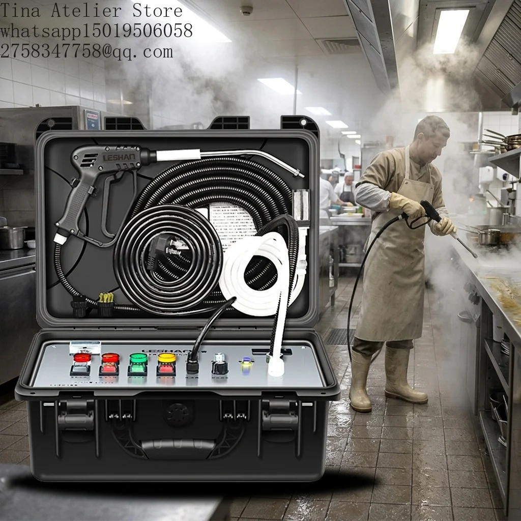 8-10bar Mobile High-pressure Steam Cleaner for Heavy Oil Stains in Restroom Kitchen Car Wash HighTemperature High Pressure Steam