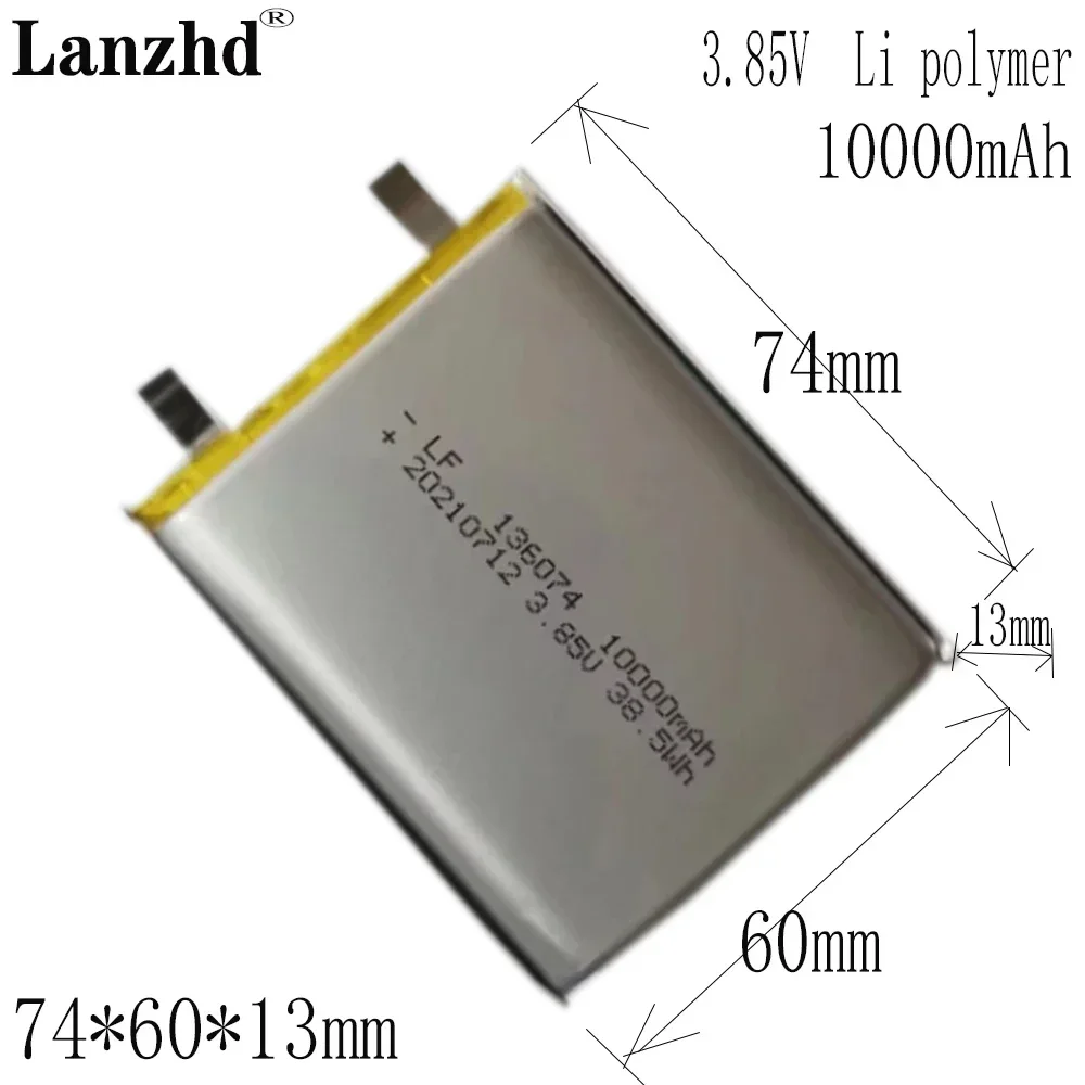 1-10pcs 1376074 10000mAh 3.85V Li-Polymer Replacement Bare Cell For DIY mobile power supply, high voltage battery 3.7V battery