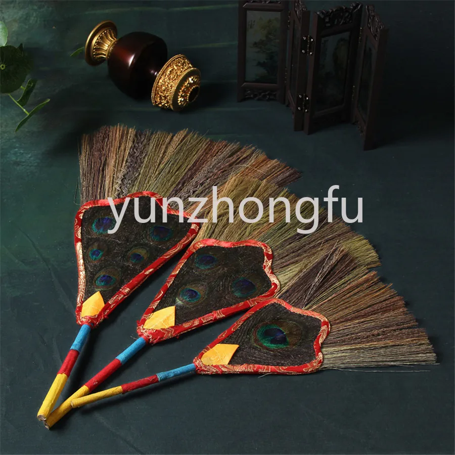 Imagem -05 - Olhos Budismo Tântrico Tibetano Dharma-navio Rosa Reineckea Erva Requintado Pena Cetim Bumba Ventilador de Mão Oferta Especial 5