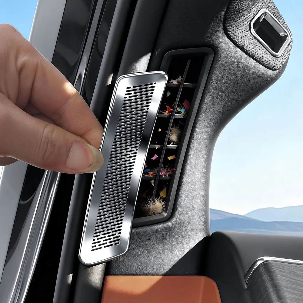 A-pillar Air Outlet Dust Cover For BYD Great Tang Da Tang Stainless Steel Protective Ccover Car Accessories Anti Blockage