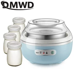 DMWD Electric Yogurt Machine Automatic Timing Sour CreamRice Wine Leben Fermentater Yoghurt Fermenting Maker With 4 Glass Cups