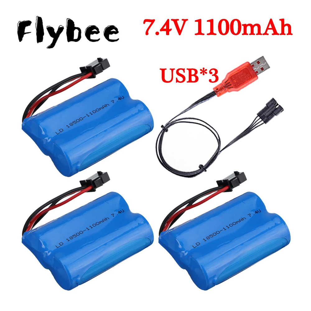 With SM-4P Plug 7.4V 1100mAh Li-ion Battery / 7.4V USB Charger For UDI R/C UDI001 HQ960 HJ808 HJ813 HJ815 High-speed Boats Toys