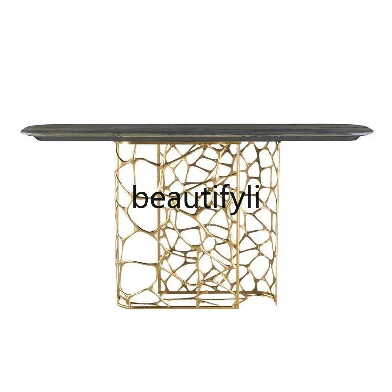 

Light luxury marble entrance table Modern creative designer table Extremely narrow decorative table